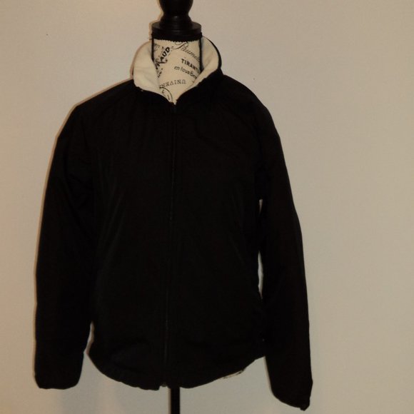 Pacific Trail Women's Small Jacket Coat Winter Reversible Fleece Black White - Picture 1 of 9